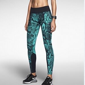 Nike epic lux printed women's running tights python blue black size Small